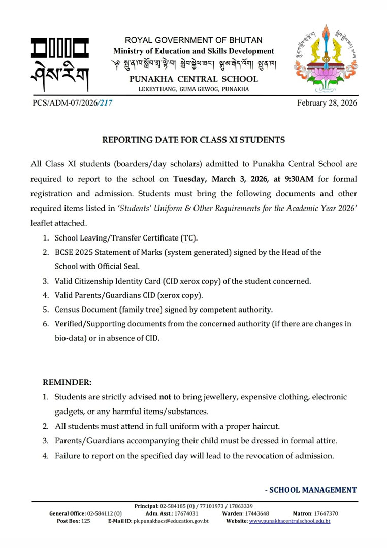 Notice for Admission